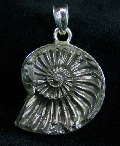 Pyrite Ammonite Pendant - Sterling Silver #7031